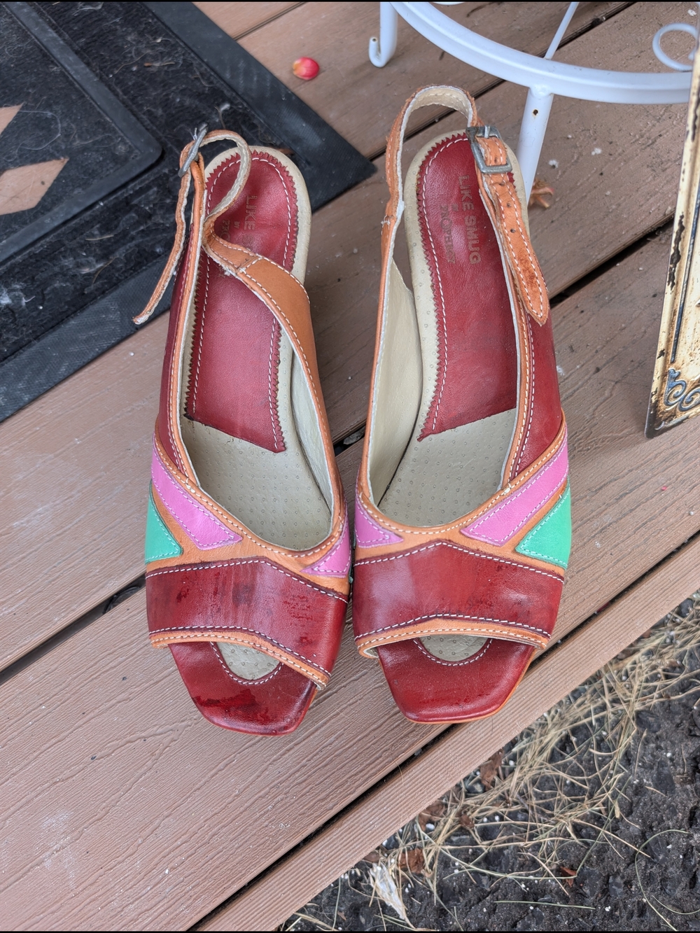 Like Smug Multicolor Slingback Peep-Toe Sandals "Like Smug"